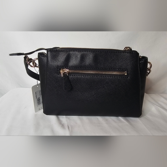 GUESS Noelle triple compartment faux-leather women's small crossbody bag - Black - Picture 3 of 13